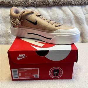 Nike Beige and White Court Legacy Sneakers